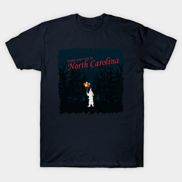 The North Carolina Woods Clown T-Shirt by chalkyjustice